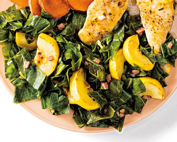 Collard Greens with Yellow Squash