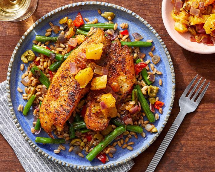 Spanish-Spiced Tilapia & Farro Salad