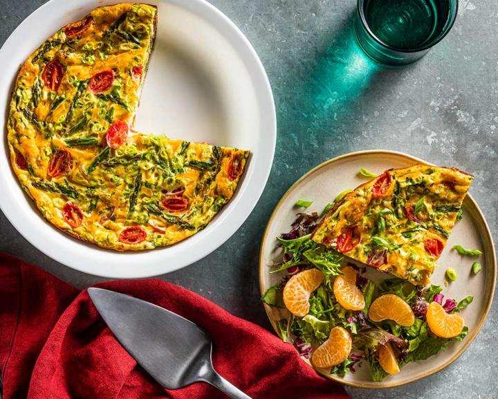 Crustless Asparagus and Tomato Quiche