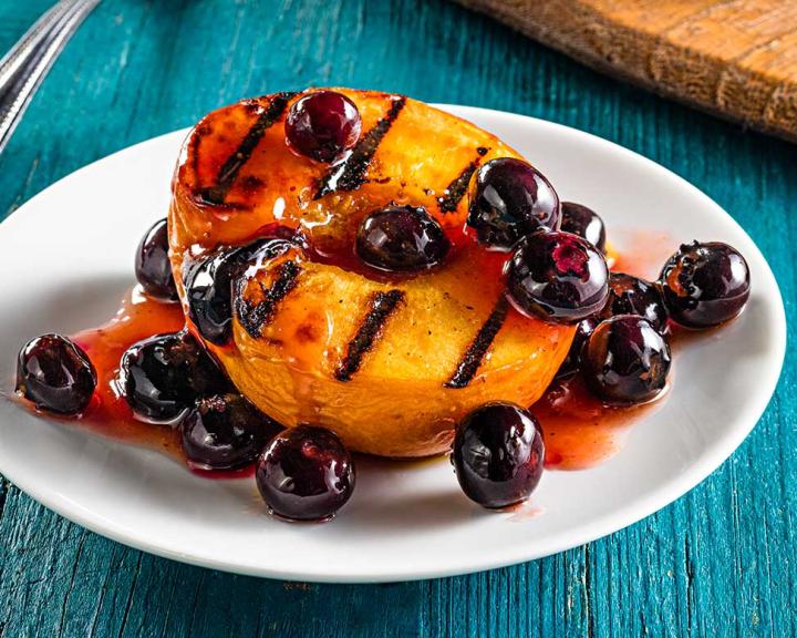 Grilled Peaches with Fresh Blueberry Compote