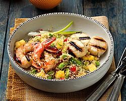 Grilled Seafood and Quinoa Salad with Mango and Avocado