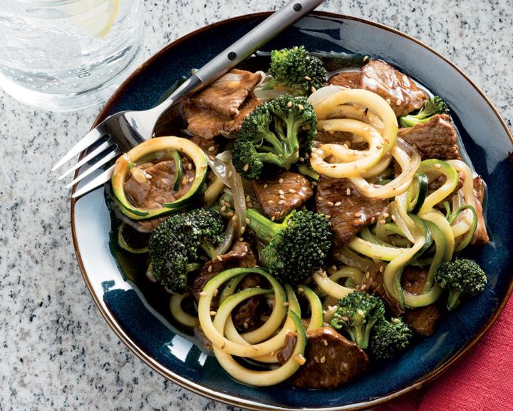 Beef and Broccoli over Zucchini Noodles