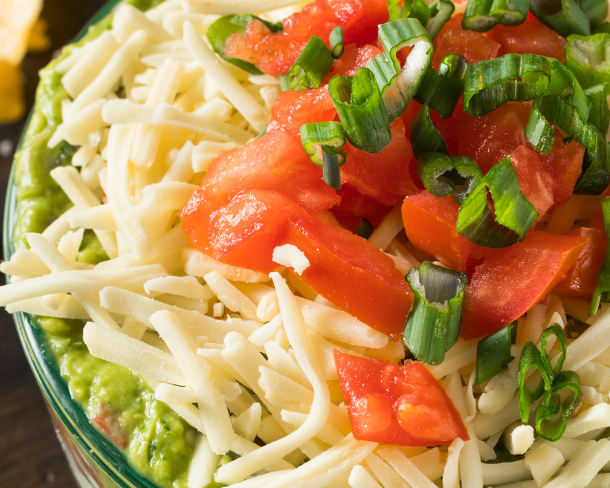 A close up photo of taco layer dip