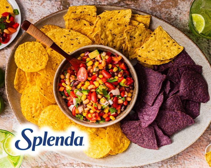 A bowl of cowboy caviar with tortilla chips