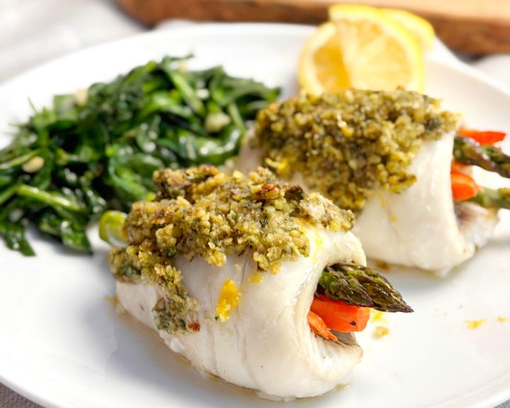 flounder and vegetable rolls