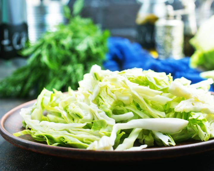 Chopped cabbage on plate