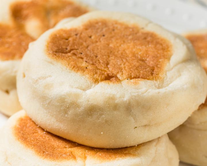 stacked English muffins