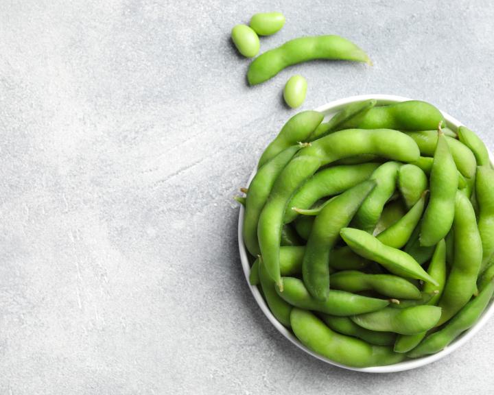 Fresh edamame in a bowl