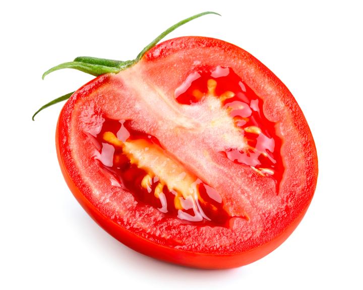 Ripe tomato cut in half