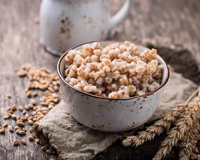 a bowl of cooked barley
