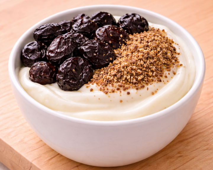 Cherry Flaxseed Greek Yogurt Bowl