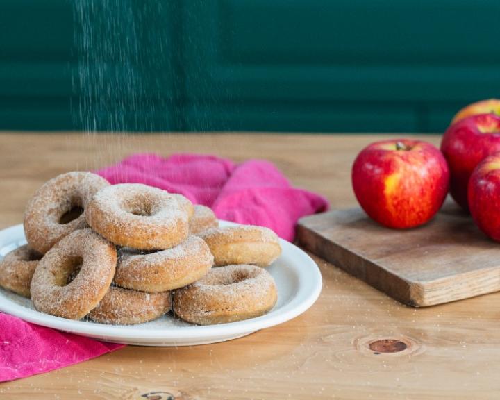 A plate of apple cider donuts.