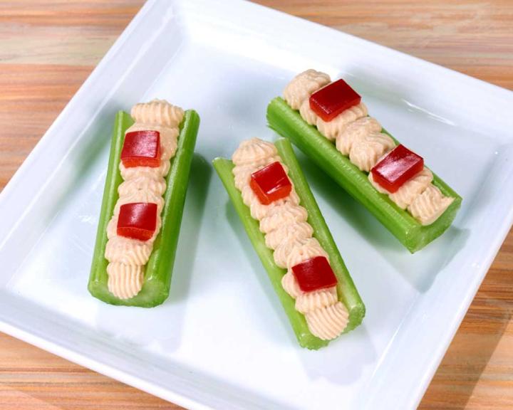 Hummus & Red Pepper Celery Logs