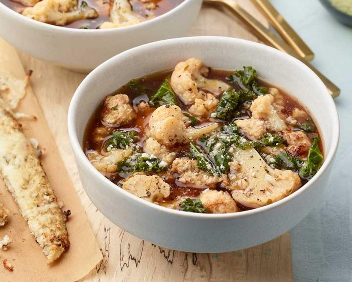 Zuppa Toscana with Cauliflower and Kale