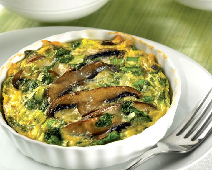 Crustless Spinach and Mushroom Quiche