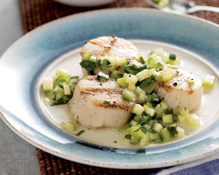 Grilled Scallops with Chunky Salsa Verde