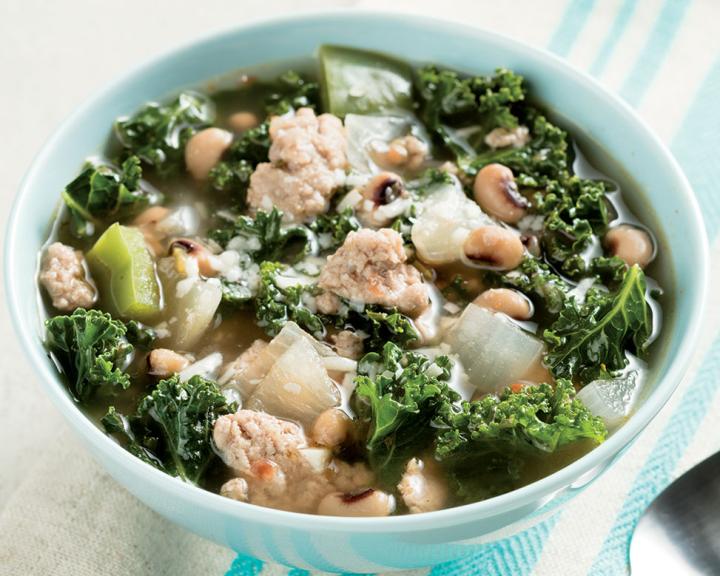 Kale Soup with Turkey and Beans 