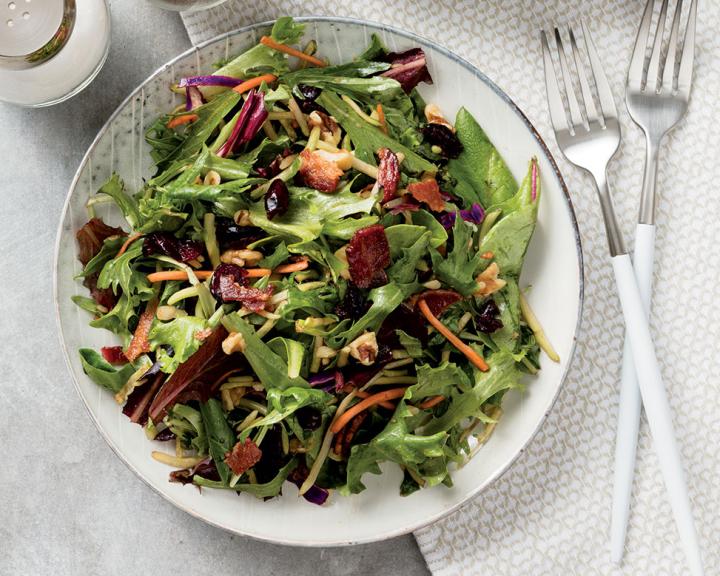 Mixed Greens with Cranberries, Bacon and Walnuts