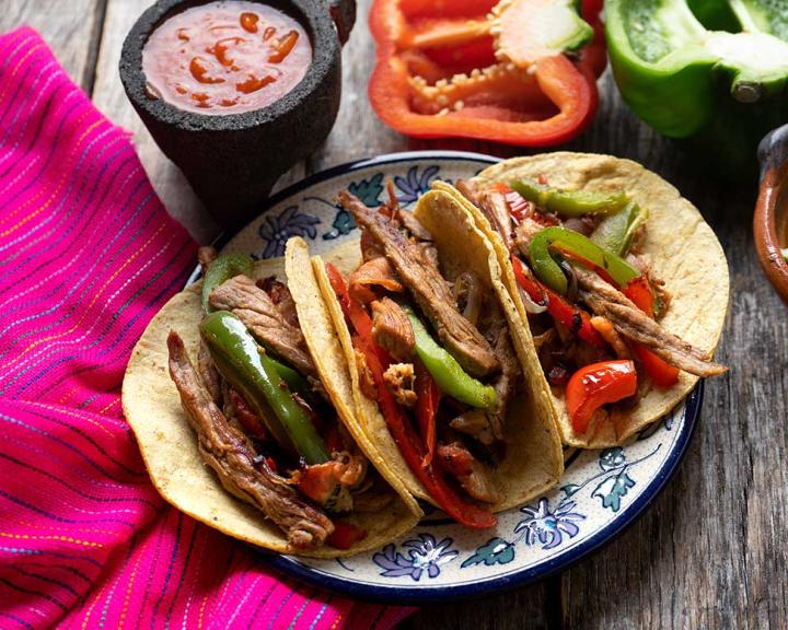 Rajas Poblanos and Skirt Steak Tacos