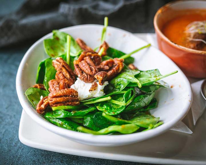 Salad Greens with Spiced Pecans