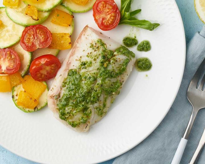 Spinach Pesto Halibut