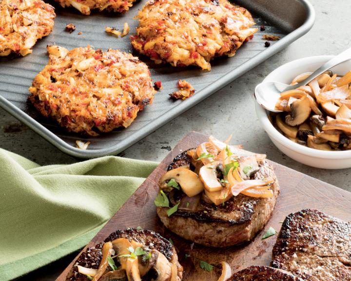 Surf and Turf (Filet Medallions and Baked Crab Cakes)