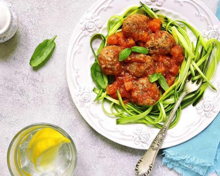 Zucchini Noodles with Turkey Meatballs