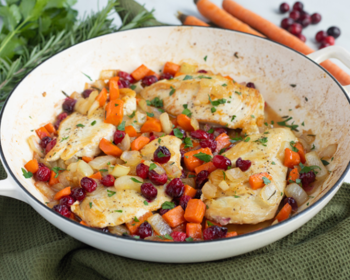 Roasted Chicken with Vegetables and Cranberries