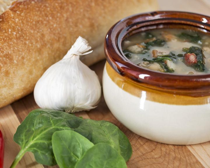 Creamy White Bean Soup with Basil and Olive Oil