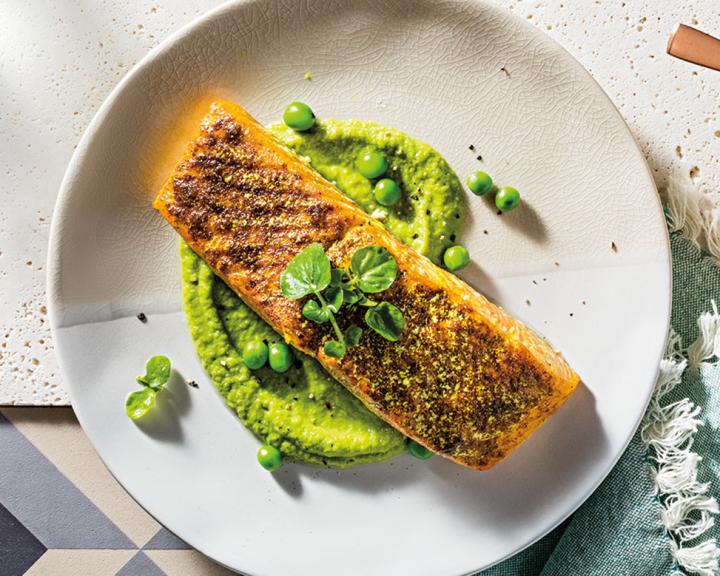 Salmon with Pea Puree