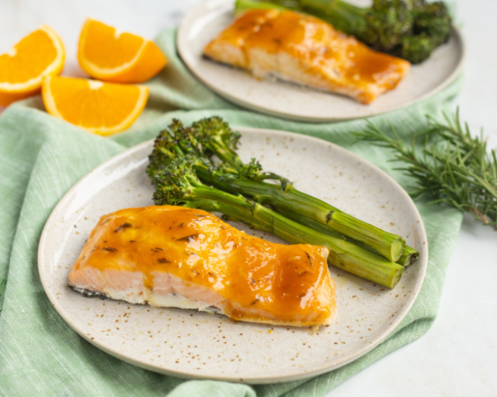 Orange-Rosemary Glazed Salmon with Broccolini