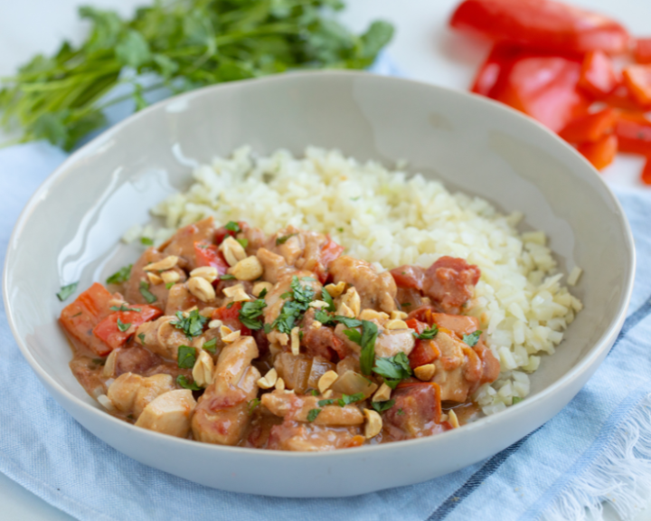 Peanut Chicken with Cauliflower Rice