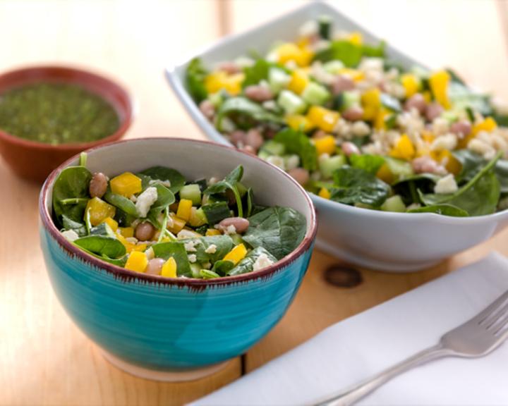 Pinto Bean, Brown Rice and Spinach Salad