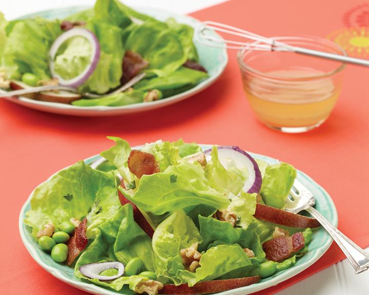 Butter Lettuce Salad With Pears, Bacon, And Cilantro
