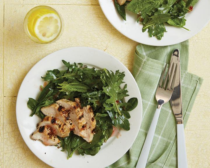 Chicken Kale Salad with Fresh Ginger Dressing