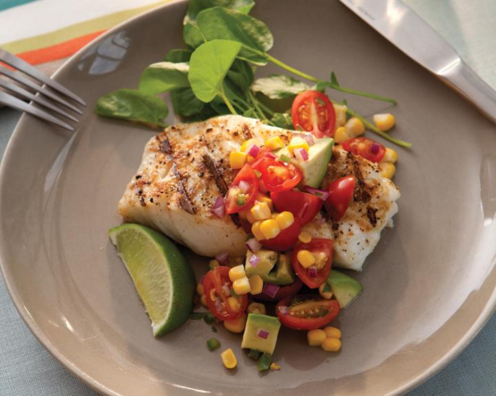 Cod With Avocado Corn Salsa Salad