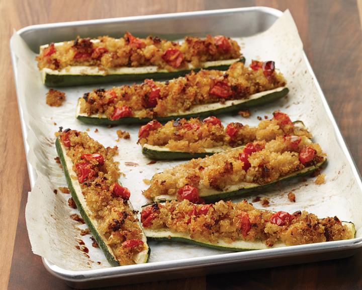 Crunchy Quinoa Stuffed Zucchini