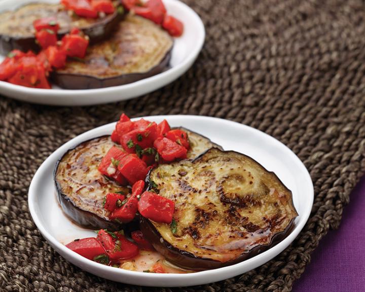 Eggplant With Roasted Red Bell Pepper Relish