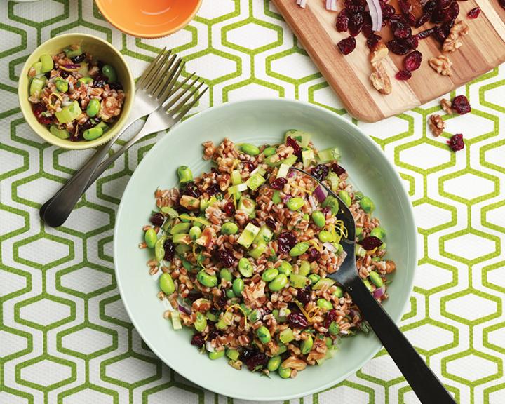 Farro, Edamame, And Dried Cranberry Salad