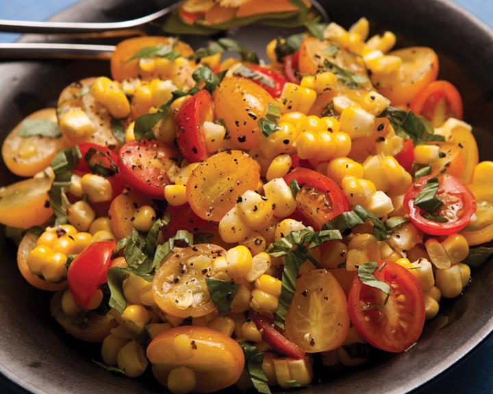 Fresh Corn Salad With Tomatoes And Basil