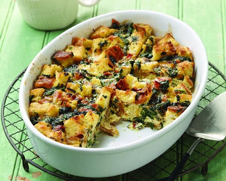 Light And Fluffy Spinach And Cheese Strata