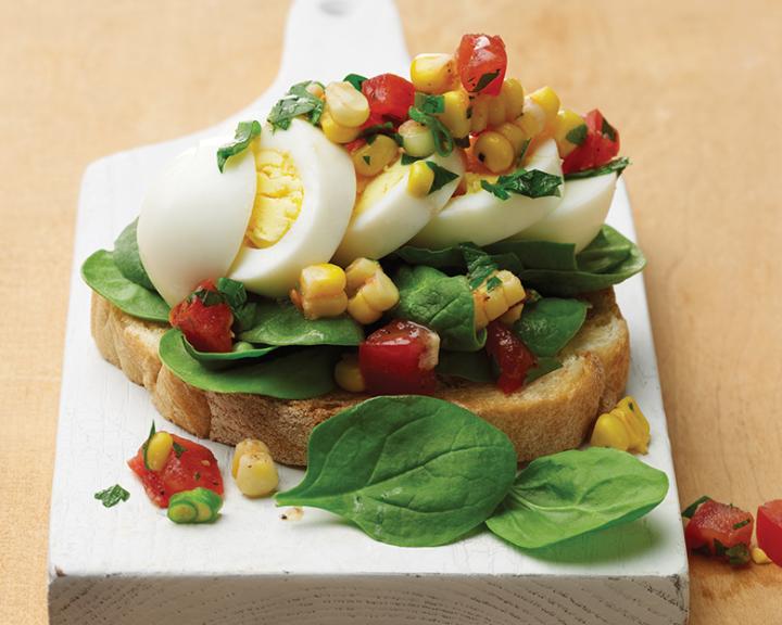 Open Face Egg & Spinach Salad Sandwich