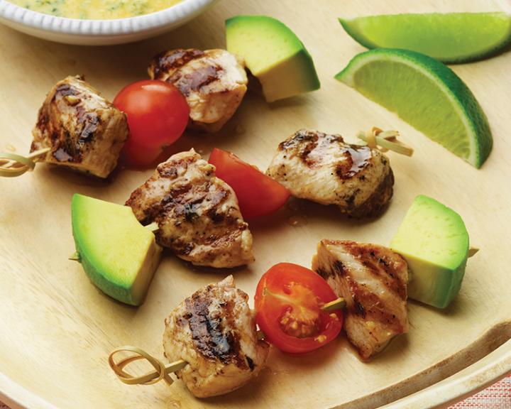 Turkey Kebabs with Avocado & Tomato