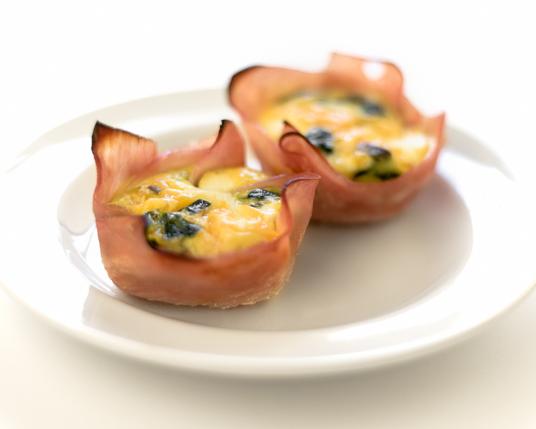 Spinach Mushroom Egg and Ham Cups