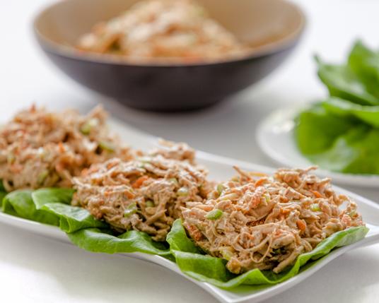 Teriyaki Creamy Chicken Salad in Lettuce Cups
