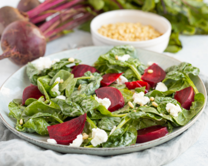 Spinach Salad with Goat Cheese & Beets