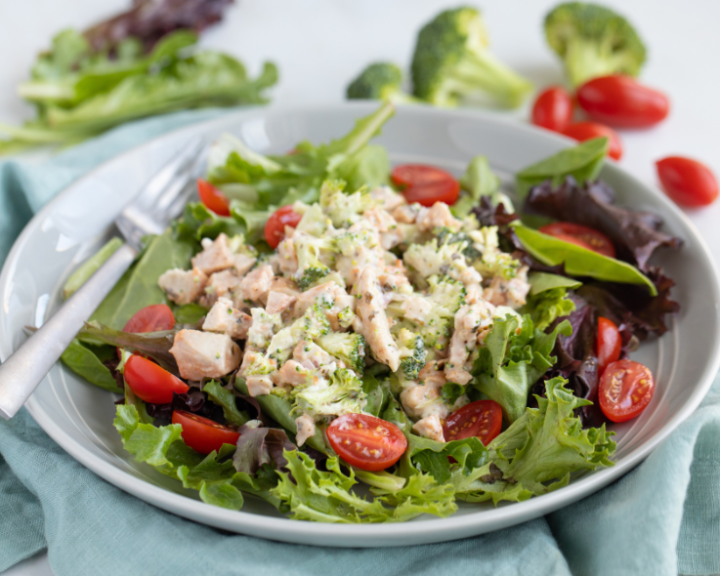 Creamy Chicken & Broccoli Basil Pesto Salad