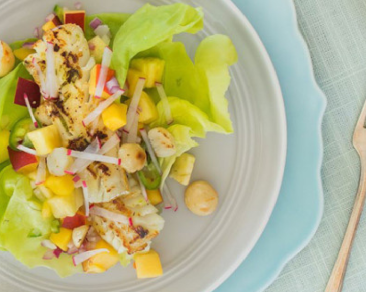 Citrus Macadamia Alaska Pollock Lettuce Wraps
