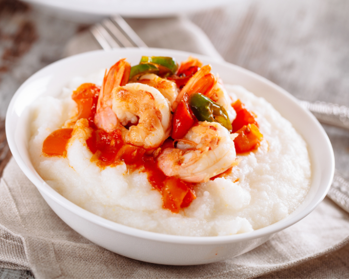 Shrimp Creole and Cauliflower Grits