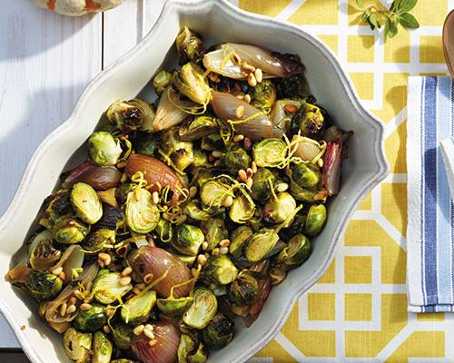 Chili-Roasted Shallots and Brussels Sprouts